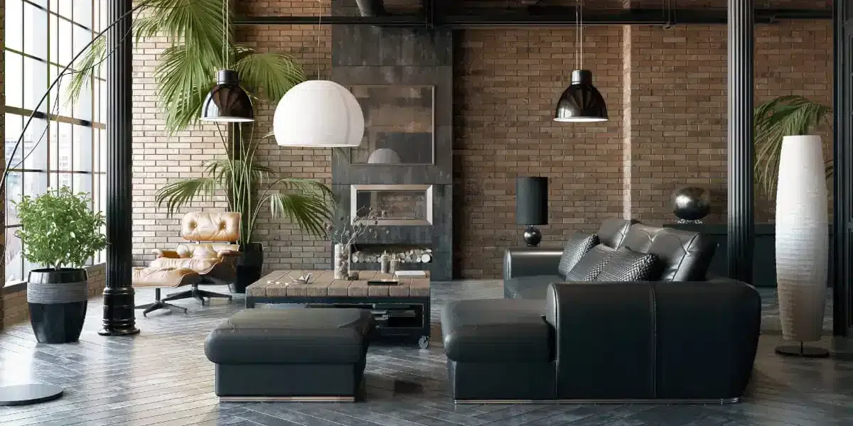 Logement de salon de style industriel.